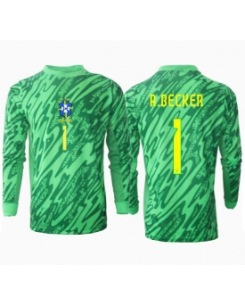 Brasile Alisson Becker #1 Portiere Maglia Gara Casa Repliche Copa America 2024 Maniche Lunghe
